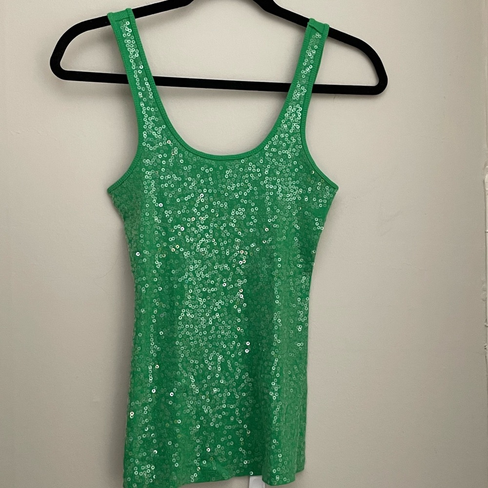 Green tank top with sequins. From Express size XS